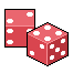 Two dark pink dice.